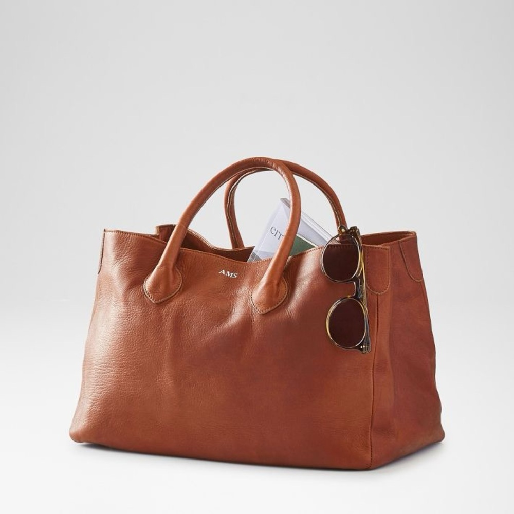 Mark & Graham Tan Leather Elisabetta Slouch Leather Tote Bag Made in Italy 🇮🇹 - Picture 2 of 12